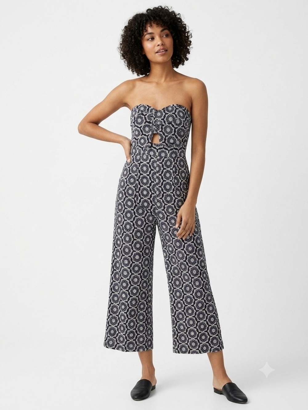 Bardot Twist Jumpsuit Strapless Black & White Size 8